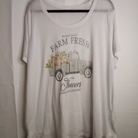 Maurices Tops - Maurices Shirt Women 3X Short Sleeve Simi Sheer Farm Fresh White
